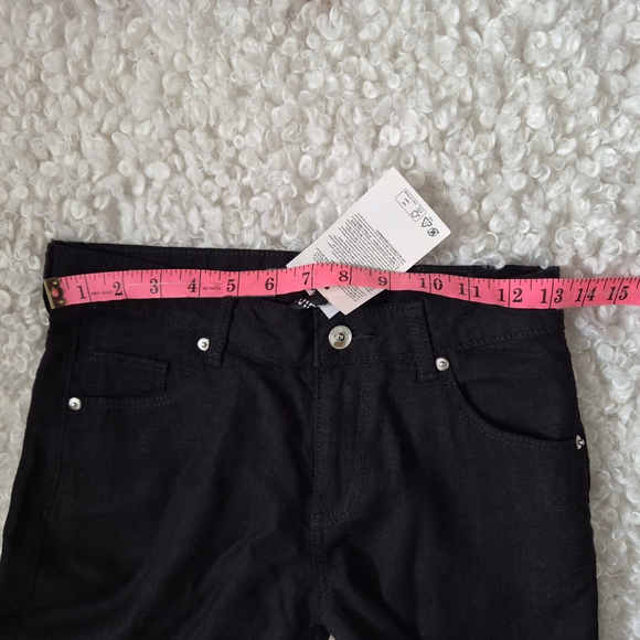 BNWT H&M Linen Blend Black Wide Leg Pants 0 Coastal Minimalist Summer boho Chic - Picture 7 of 12